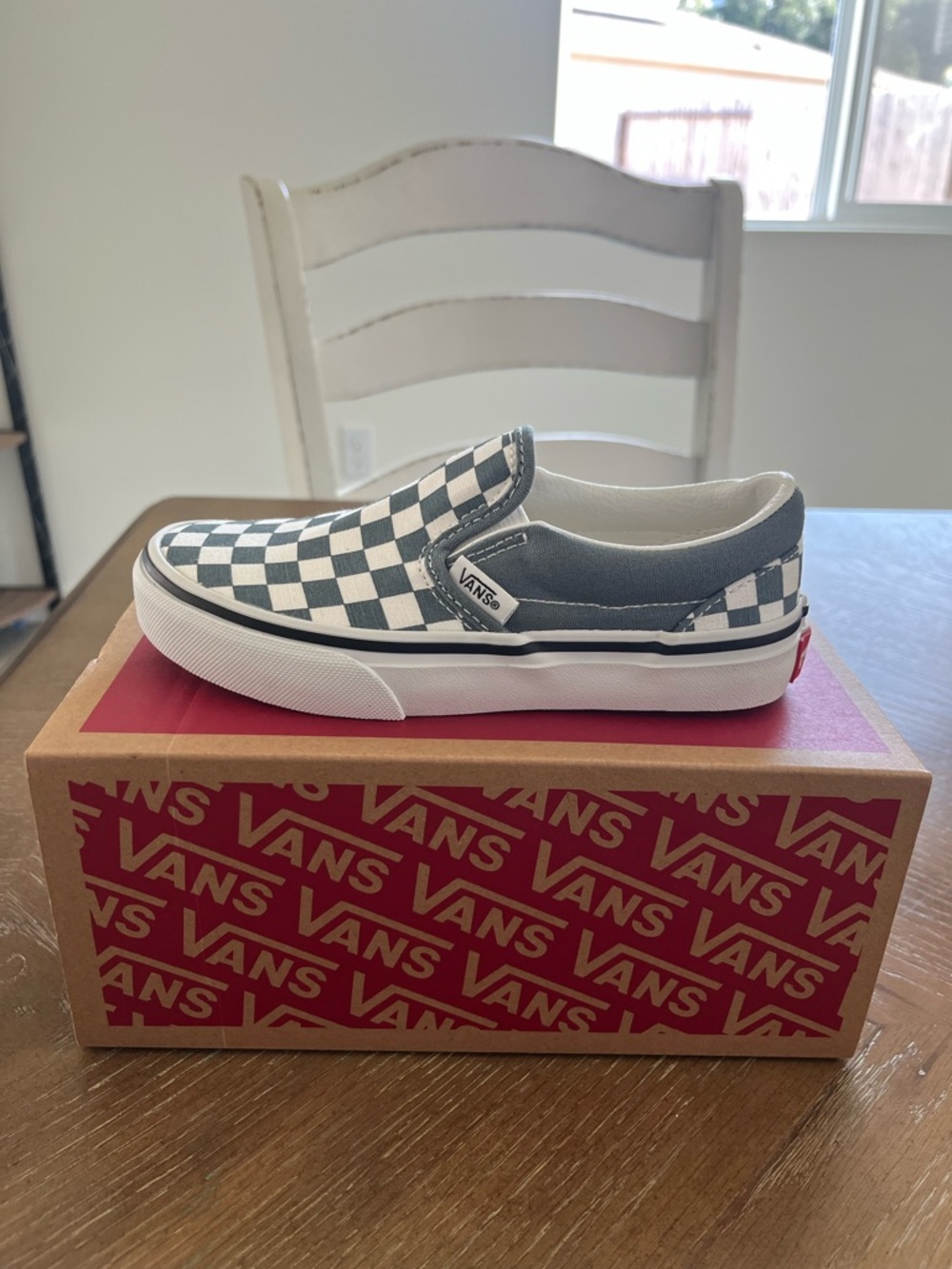 Vans Kids Checkerboard Slip-On in Gray and White